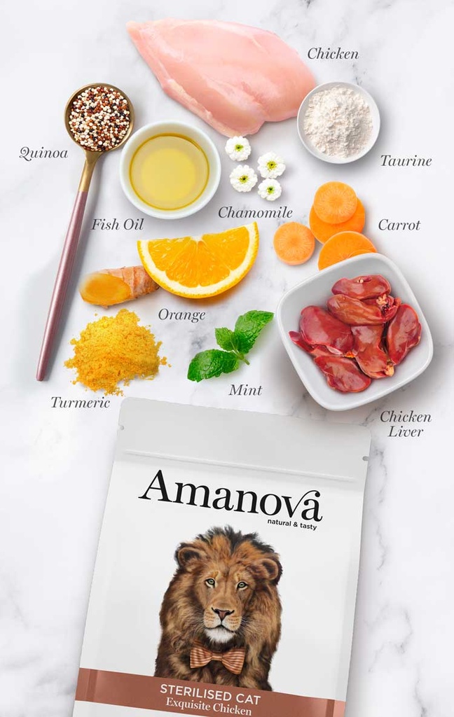 Amanova Sterilised kana & kvinoa steriloiduille kissoille low grain 6 kg