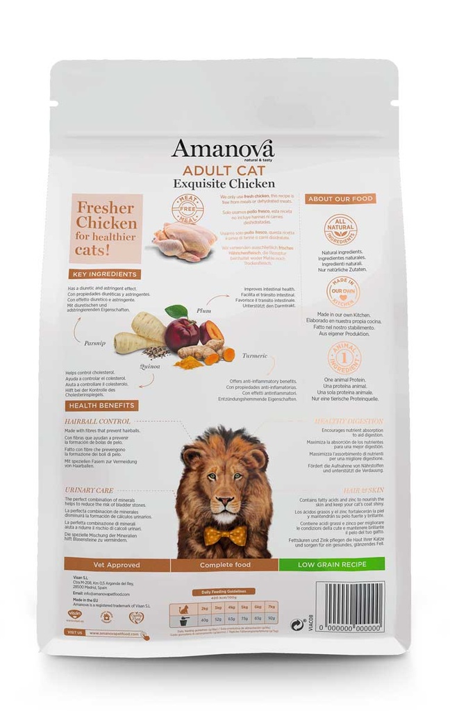 Amanova Adult kana & kvinoa aikuisille kissoille low grain 1,5 kg