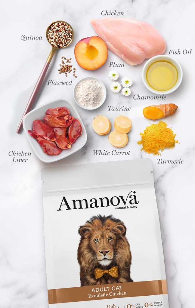 Amanova Adult kana & kvinoa aikuisille kissoille low grain 1,5 kg