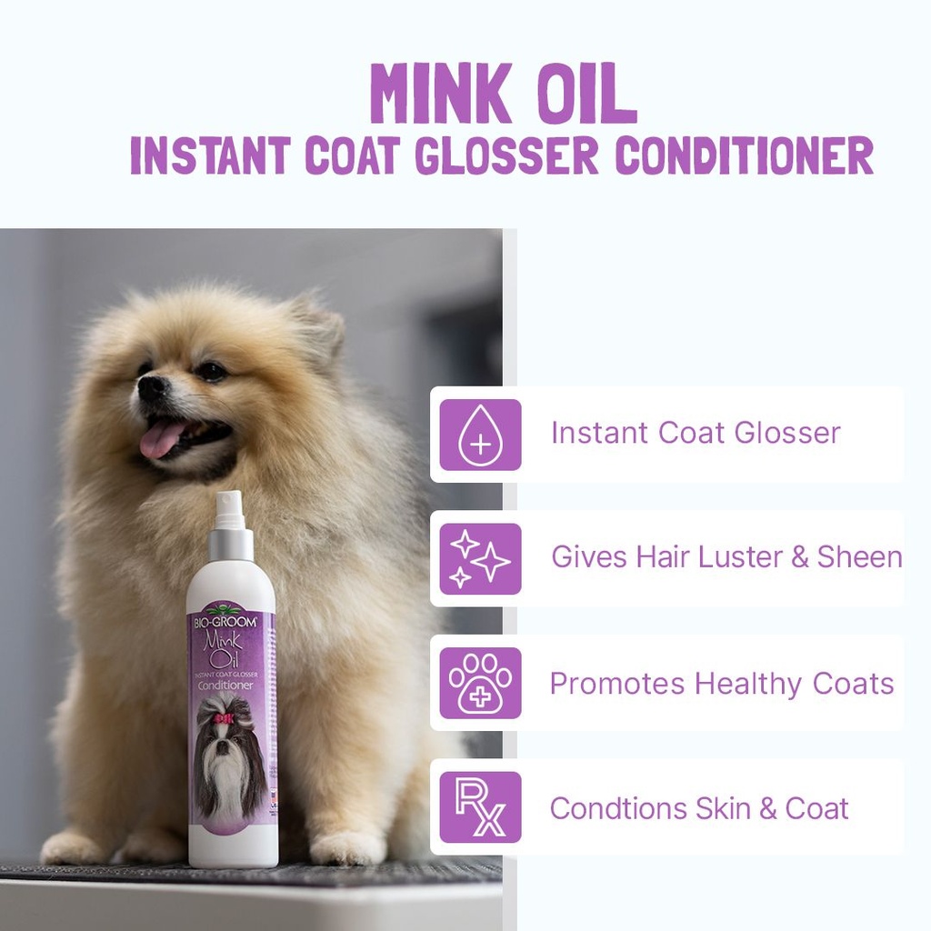Bio-Groom Mink-Oil kiiltohoitoaine suihke 12oz/355 ml