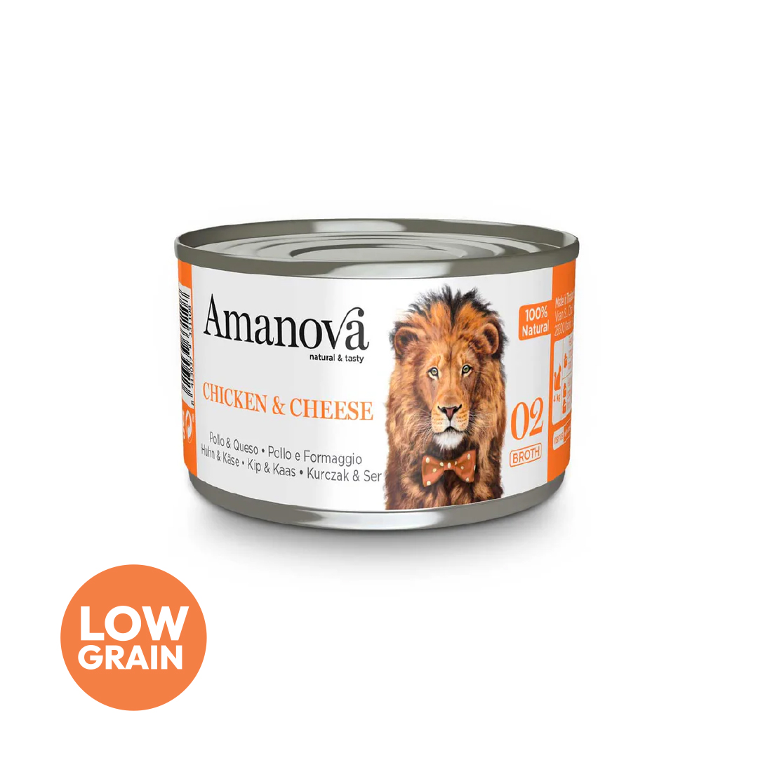 Amanova cat adult 02 chicken & cheese in broth 70 g jar