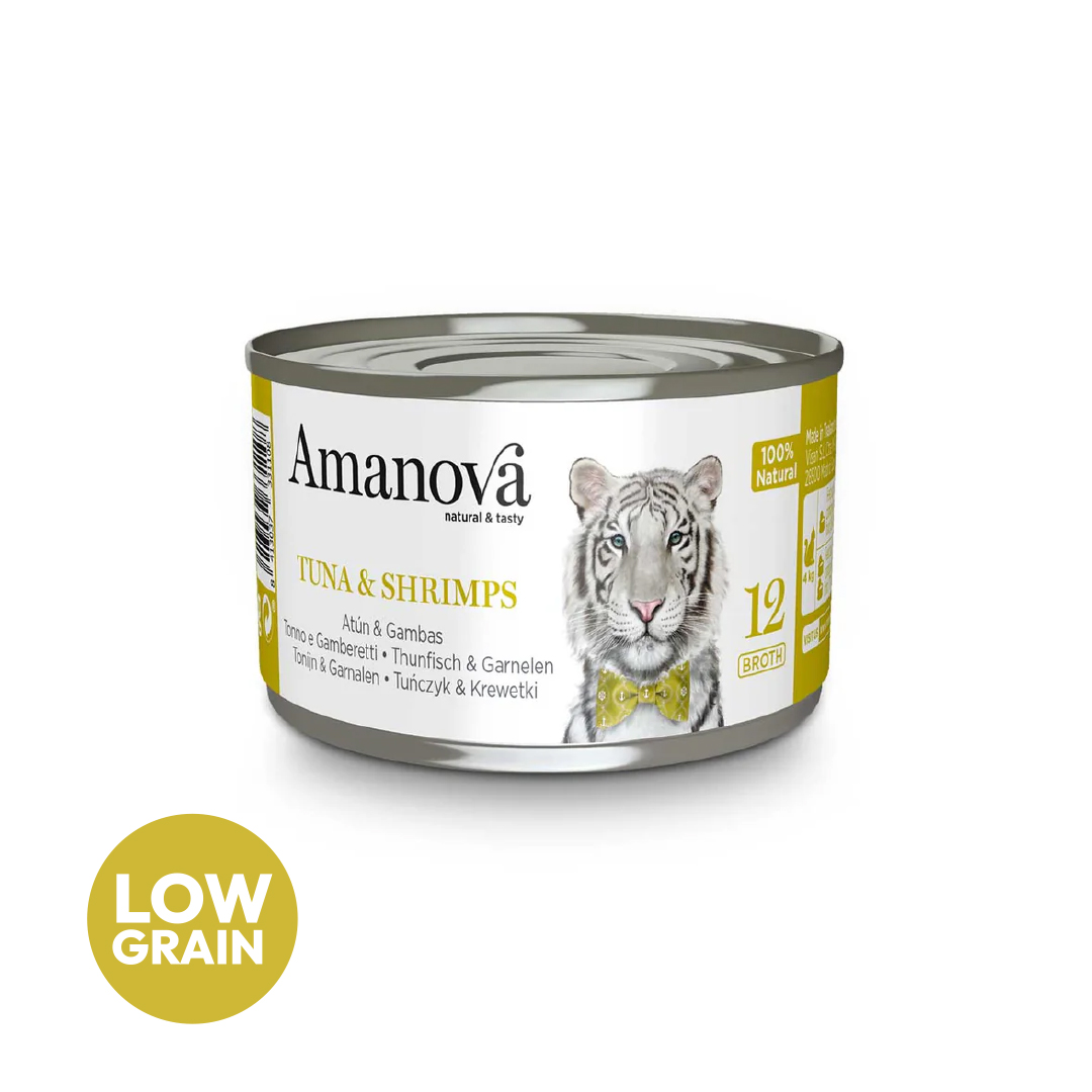 Amanova cat adult 12 tuna & shrimp in broth 70 g jar