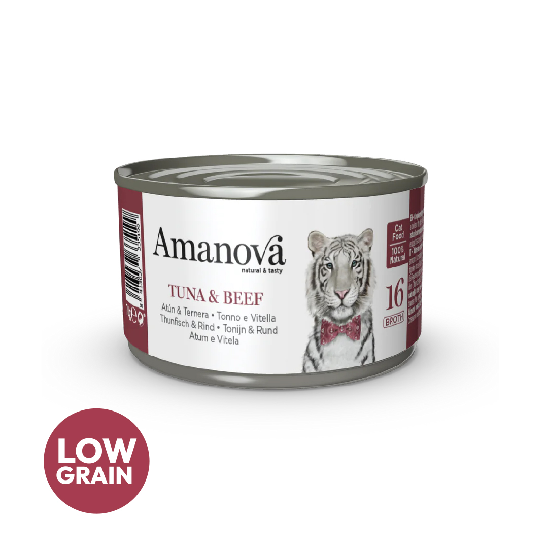 Amanova cat adult 16 tuna & beef in broth 70 g jar