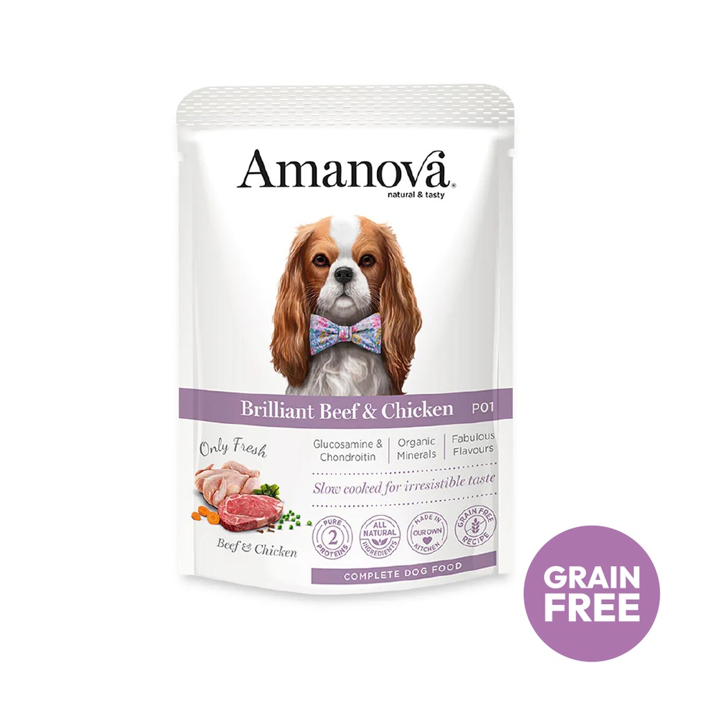 Amanova dog adult Brilliant nauta & kana 100 g pouch