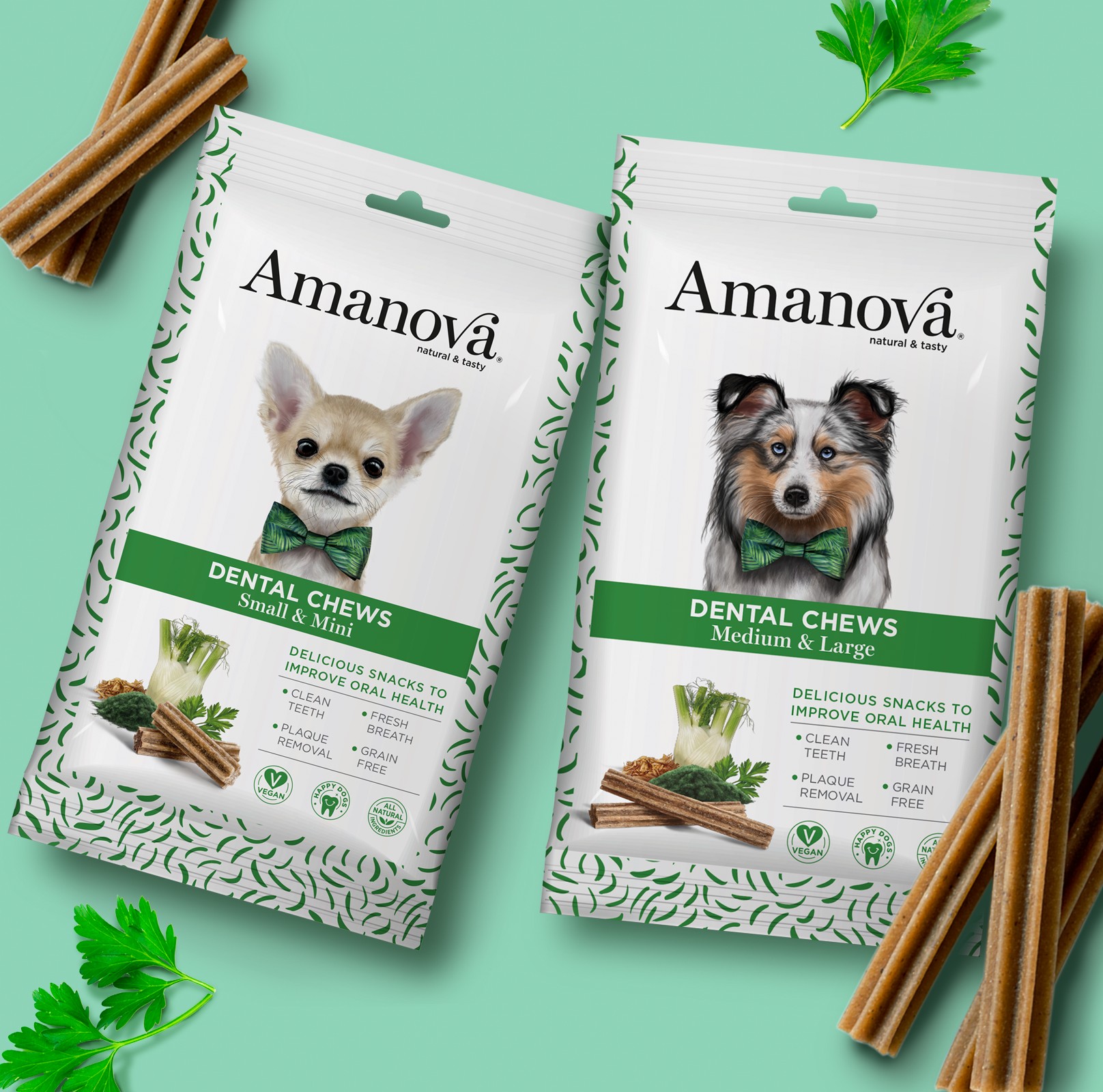 Amanova dog adult Dental puruherkku mini vegan