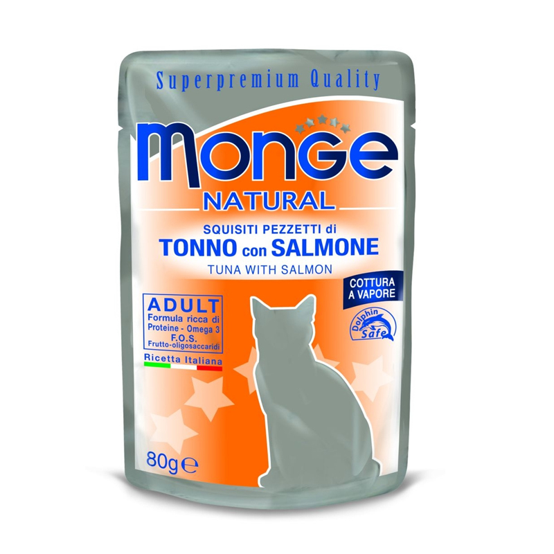 Monge cat adult Natural tonnikala-lohi 80g pouch