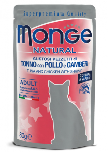 Monge cat adult Natural tonnikala-kana-katkarapu 80g pouch