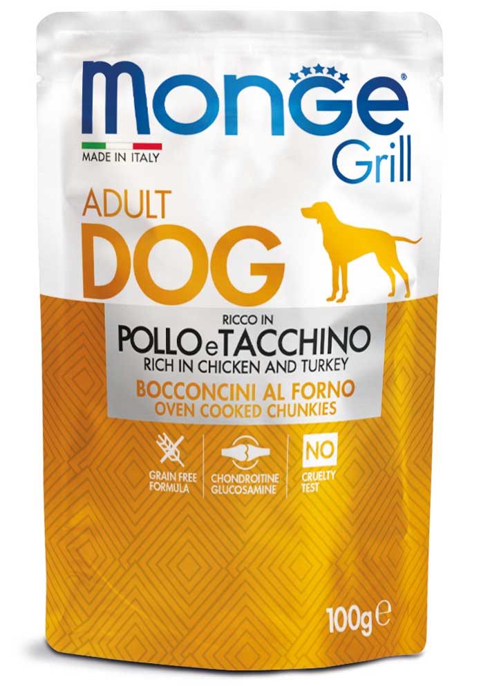 Monge dog adult Grill kana-kalkkuna 100g pouch