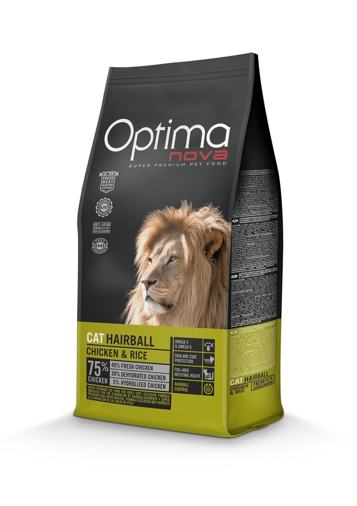 Optimanova cat hairball chicken&rice 2 kg