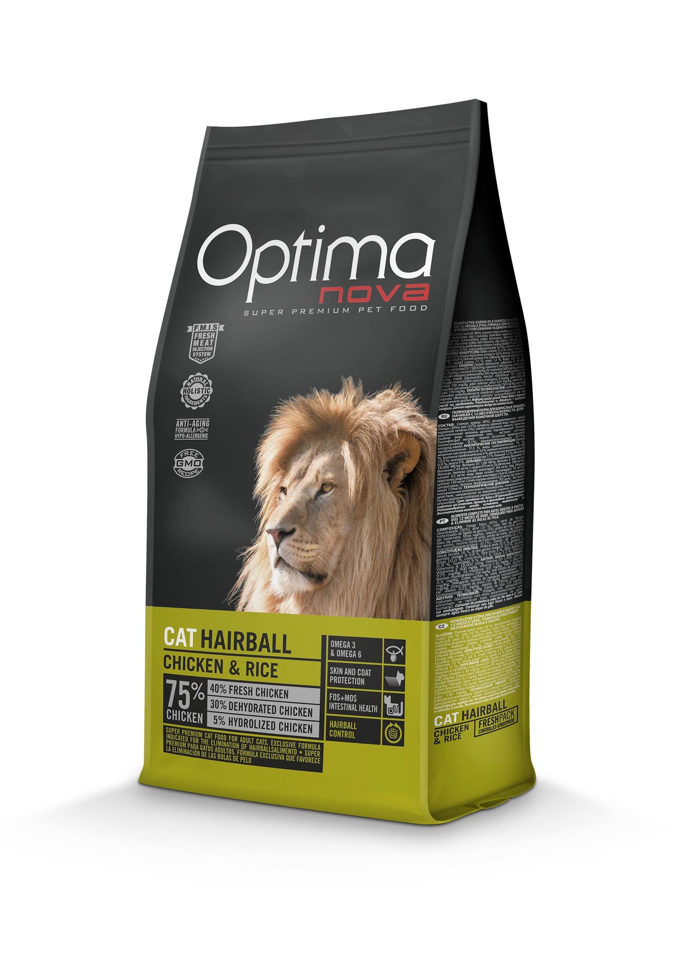 Optimanova cat hairball chicken&rice 8kg