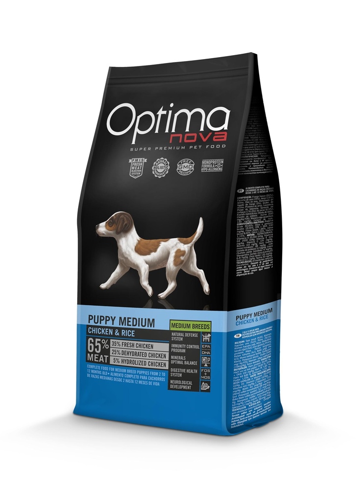 Optimanova dog puppy medium chicken&rice 2kg