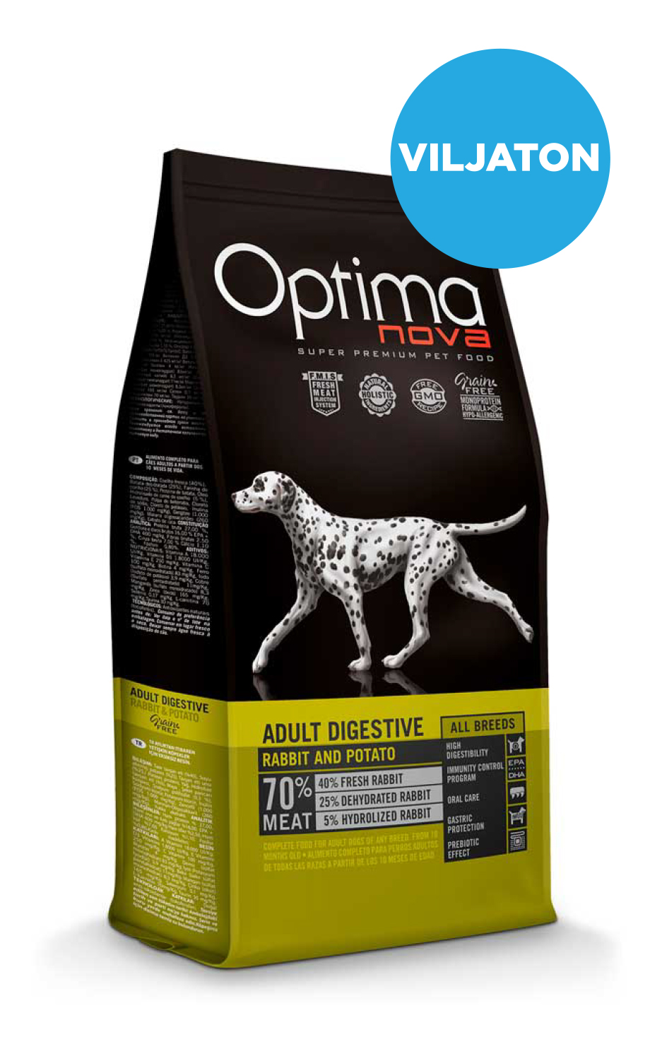 Optimanova dog digestive rabbit&potato grain free 2kg