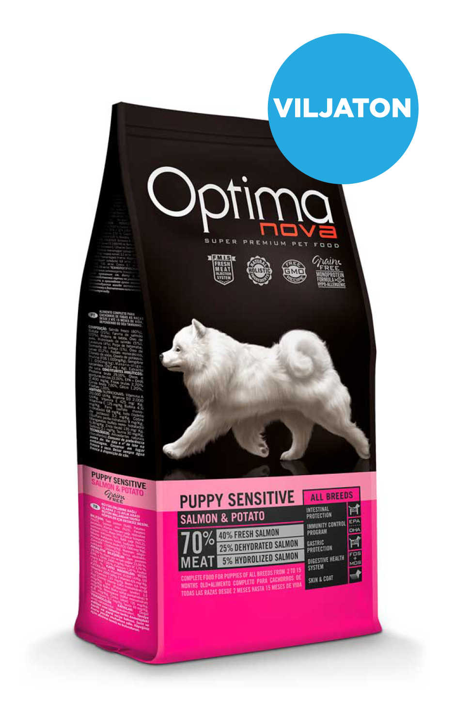 Optimanova dog puppy sensitive salmon&potato grain free 12kg
