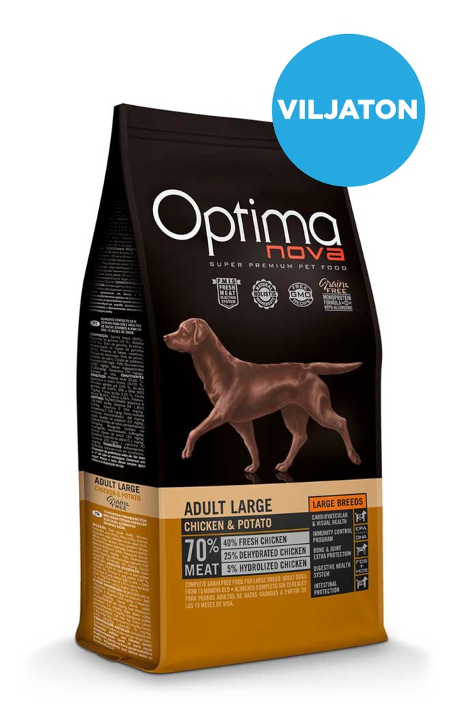 Optimanova dog adult large chicken&potato grain free 12kg