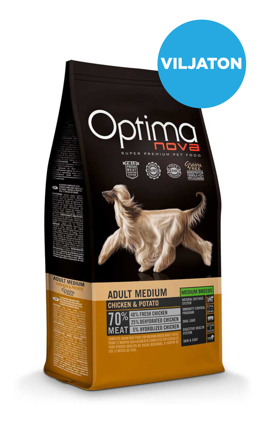 Optimanova dog adult medium chicken&potato grain free 2kg
