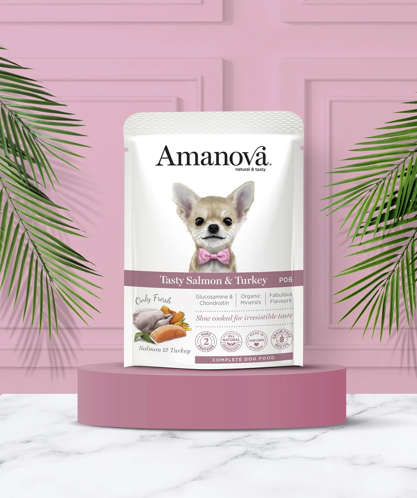 Amanova dog adult Tasty lohi & kalkkuna 300 g pouch