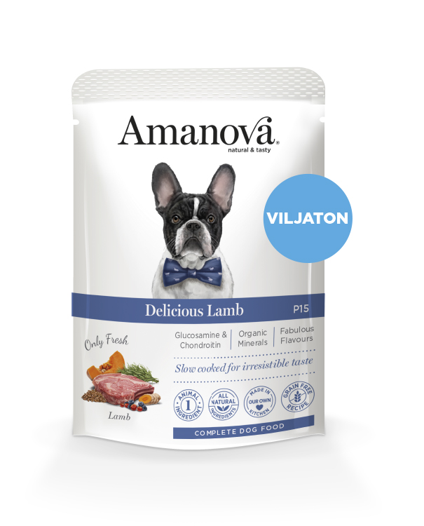 Amanova Delicious lammas & kurpitsa aikuisille koirille 100 g pouch