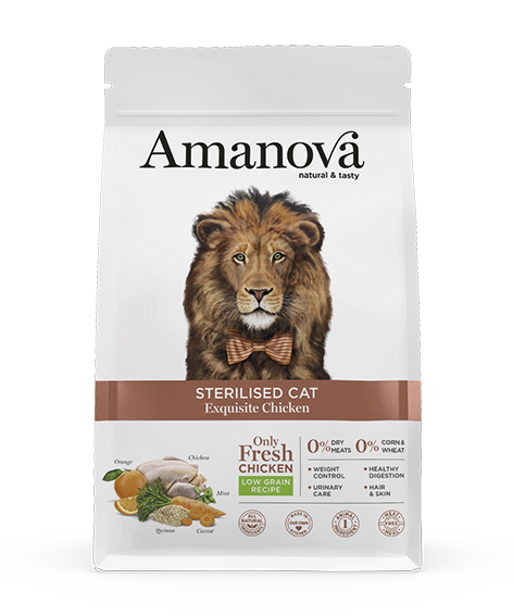 Amanova Sterilised kana & kvinoa steriloiduille kissoille low grain 1,5 kg