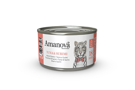 Amanova cat adult 18 Tonnikala & surimi liemessä 70 g purkki