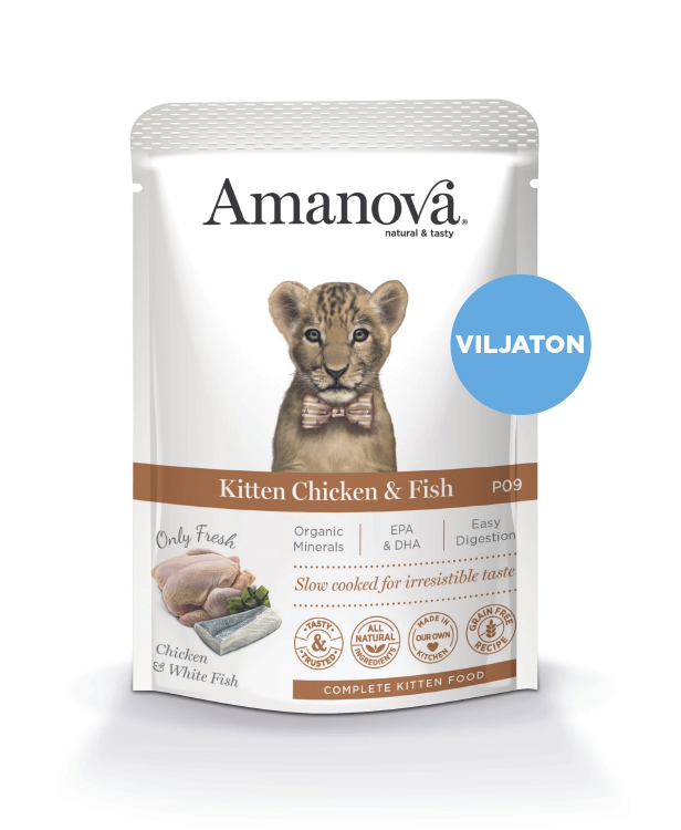 Amanova Kitten kana & kala kissanpennuille 85 g pouch