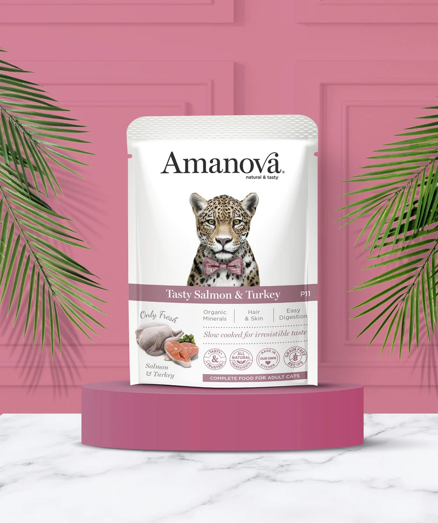 Amanova cat adult Lohi & kalkkuna 85 g pouch