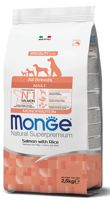 Monge dog adult Natural Superpremium lohi-riisi 2,5kg