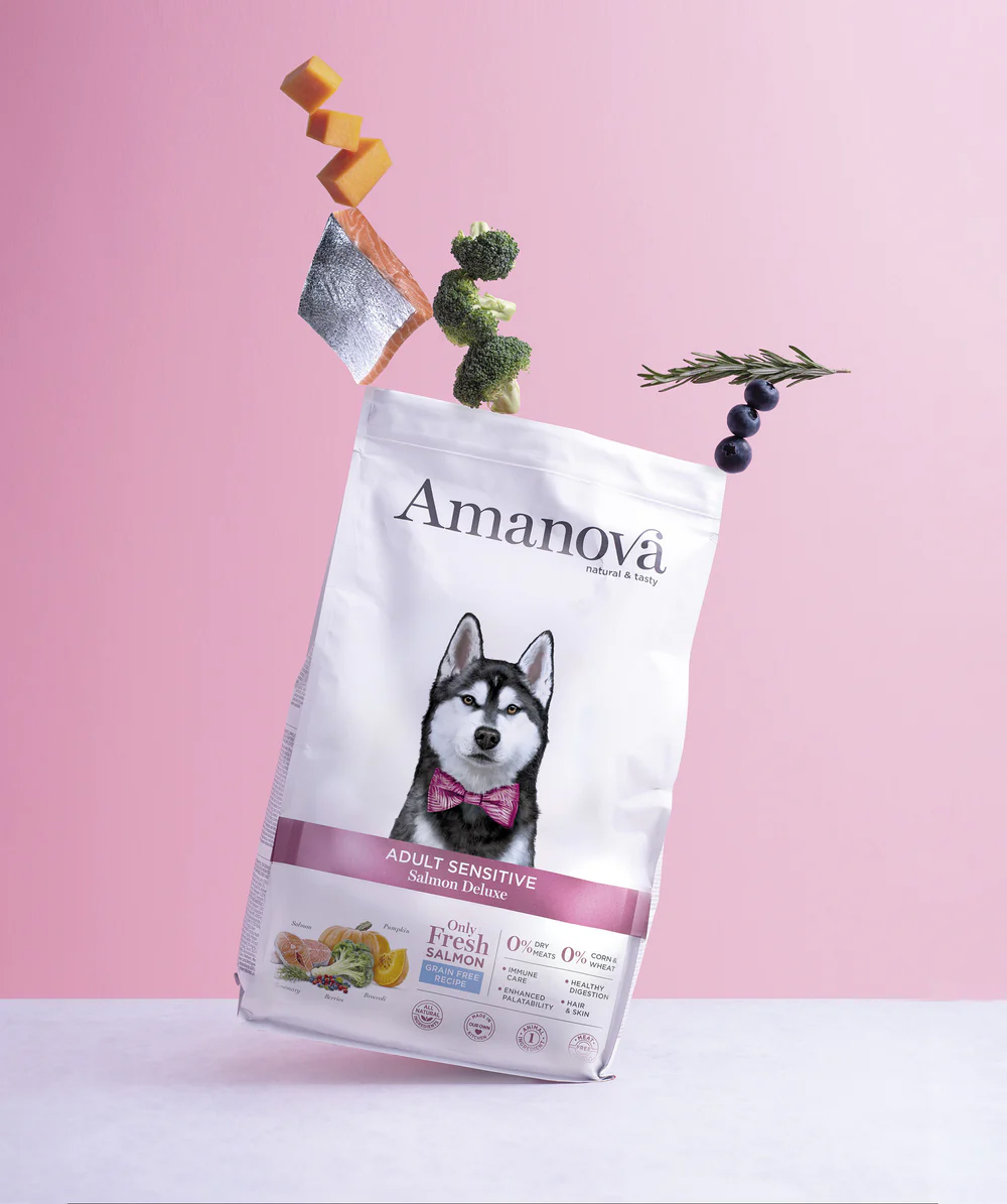 Maistelupussi Amanova dog adult Sensitive lohi & kurpitsa 70g