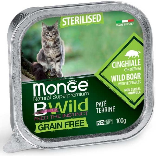 [282901] Monge cat adult sterilised BWild wild boar-vegetable 100g tray