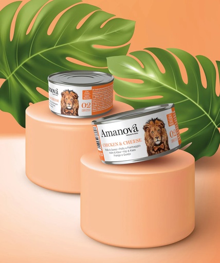 [288019] Amanova cat adult 02 Kana & juusto liemessä 70 g purkki