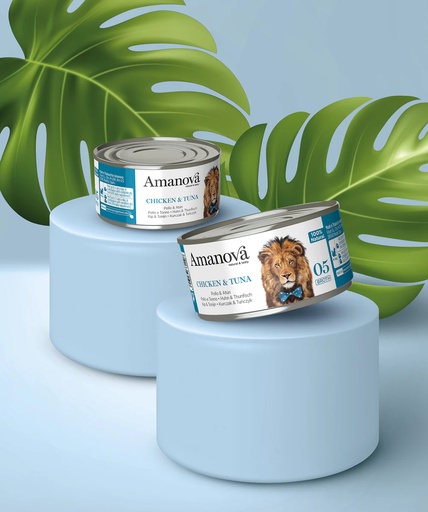 [288022] Amanova cat adult 05 Kana & tonnikala liemessä 70 g purkki