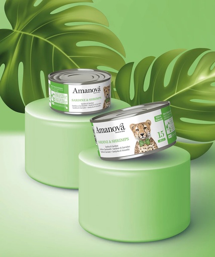 [288032] Amanova cat adult 15 Sardiini & katkarapu hyytelössä 70 g purkki